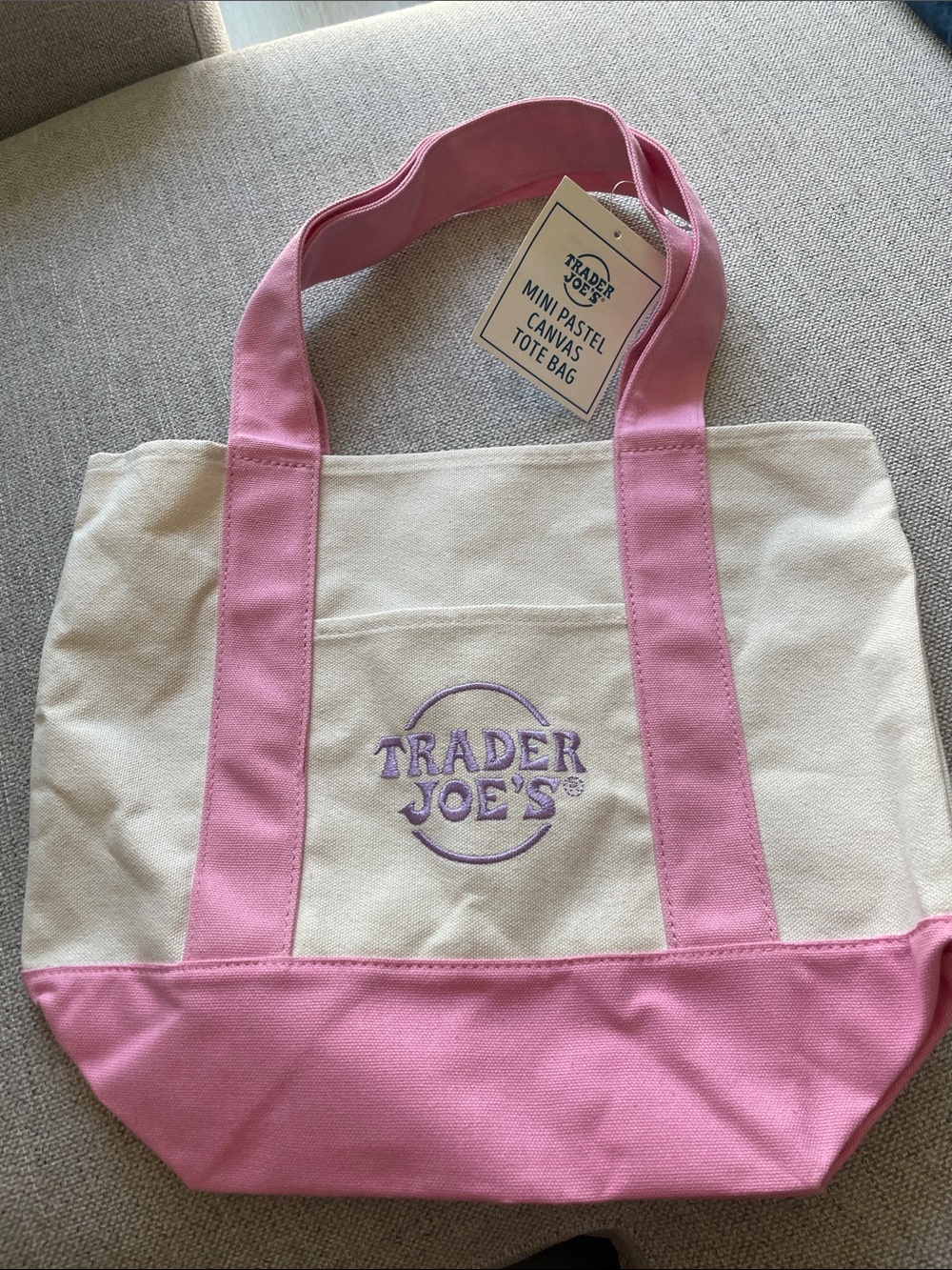 Trader Joe’s Mini Pastel Pink Canvas Tote Bag